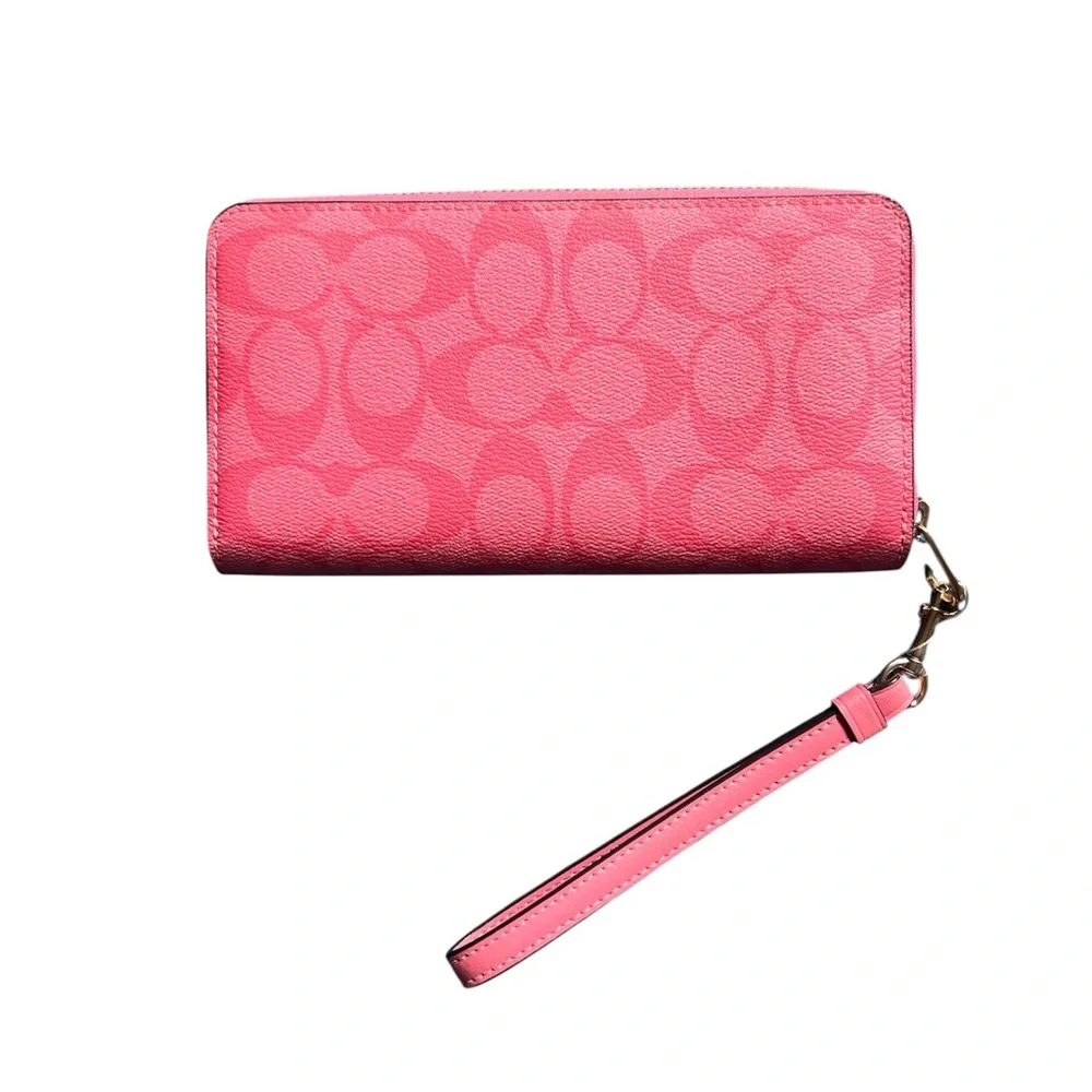 Coach Pink Wristlet Zip Around Wallet - Picture 2 of 7